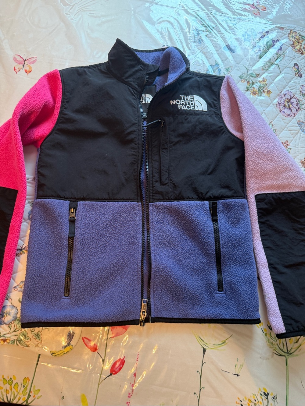 The North Face Kids Colorblock Fleece Jacket - Black, Purple, Pink